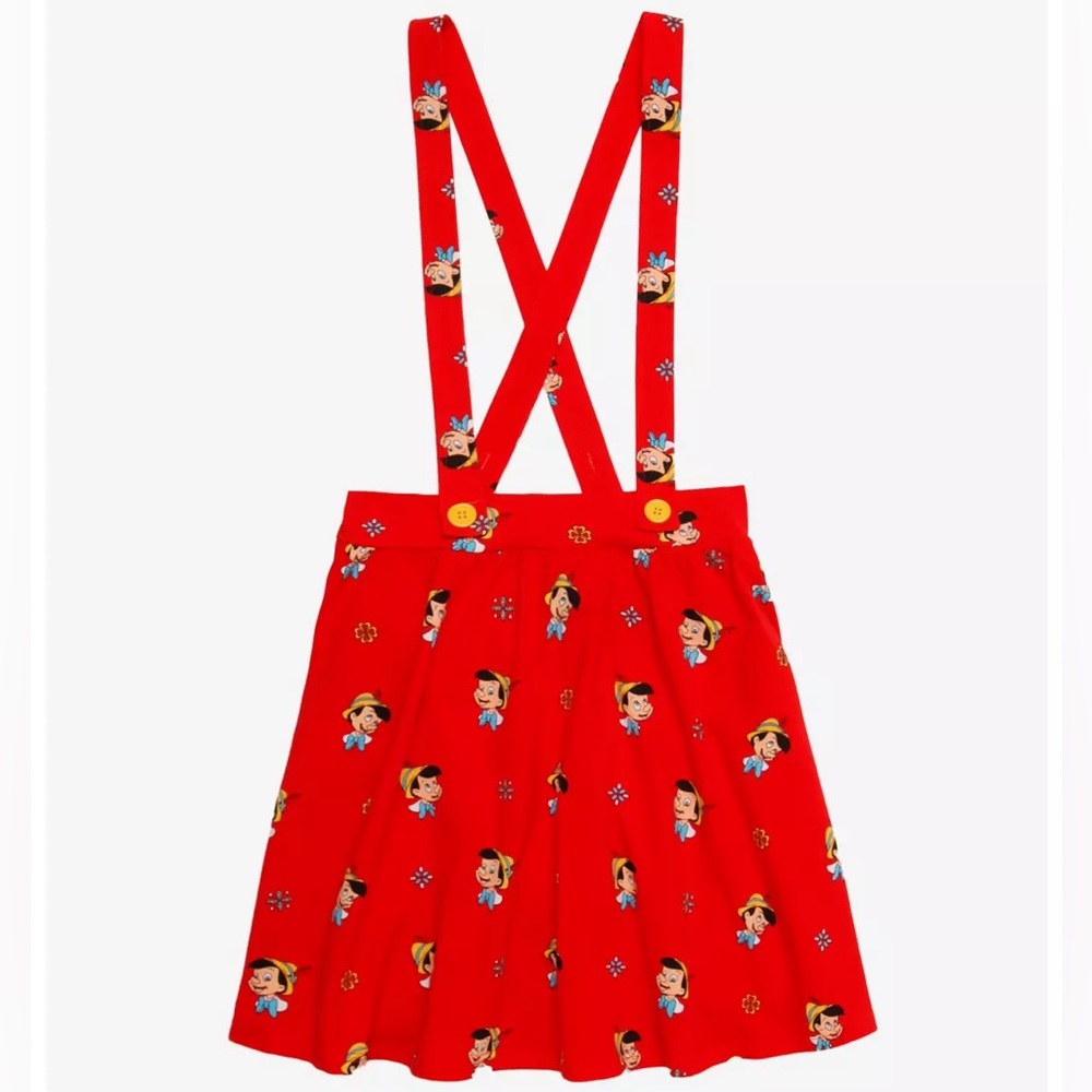 Red Skater Skirt with Suspenders